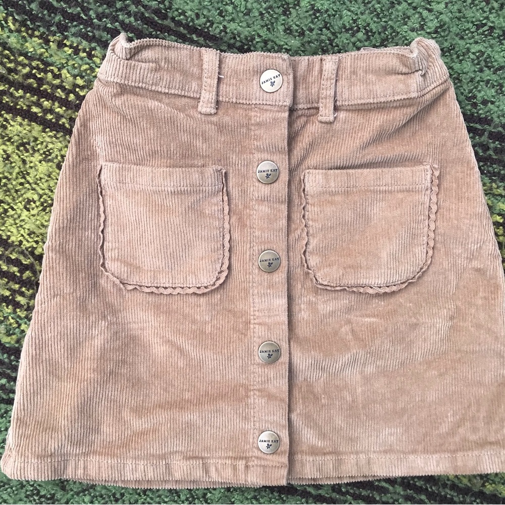 Jamie Kay Beige Corduroy Skirt with Buttons